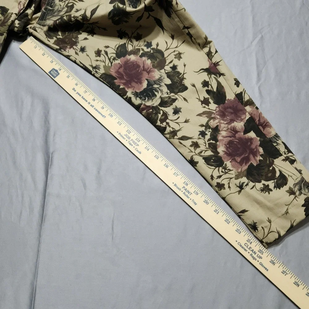 Golden Denim Silence Is Golden‎ Floral Print Pants Mens 32 Tan Rose Slim Fit